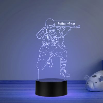 3D Illusion Indian Army Soldier Led Night Light lamp Multicolored light Gift For Soldier